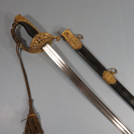 SABRE D'OFFICIER DE MARINE OU OFFICIER SUPERIEUR MODELE 1853 AVEC ANCRES ET COURONNES MANUFACTURE DE KLINGENTHAL