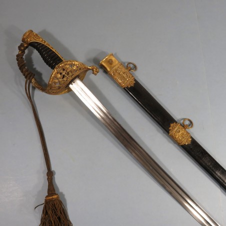 SABRE D'OFFICIER DE MARINE OU OFFICIER SUPERIEUR MODELE 1853 AVEC ANCRES ET COURONNES MANUFACTURE DE KLINGENTHAL