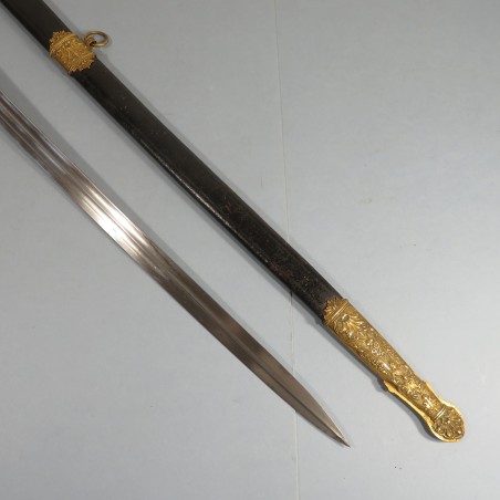 SABRE D'OFFICIER DE MARINE OU OFFICIER SUPERIEUR MODELE 1853 AVEC ANCRES ET COURONNES MANUFACTURE DE KLINGENTHAL