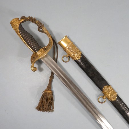 SABRE D'OFFICIER DE MARINE OU OFFICIER SUPERIEUR MODELE 1853 AVEC ANCRES ET COURONNES MANUFACTURE DE KLINGENTHAL