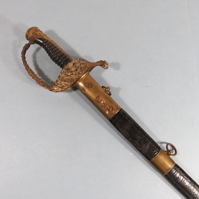 SABRE D'OFFICIER DE MARINE MODELE 1853 AVEC ANCRES ET COURONNES MANUFACTURE DE KLINGENTHAL NAPOLEON III