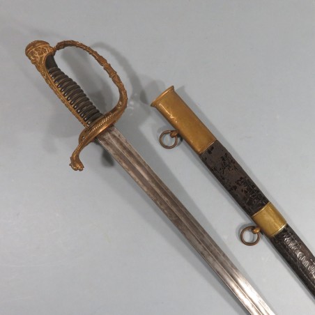 SABRE D'OFFICIER DE MARINE MODELE 1853 AVEC ANCRES ET COURONNES MANUFACTURE DE KLINGENTHAL NAPOLEON III