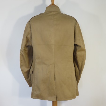 VAREUSE VESTE OFFICIER MODELE 1920 CHASSEURS ALPINS OU A PIED COULEUR BEIGE EN GABARDINE COL SAXE