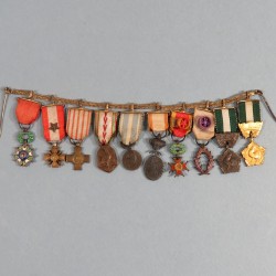 CHAINE OU BARRETTE DE 10 REDUCTIONS ANCIEN DE LA SECONDE GUERRE LEGION D'HONNEUR COLONIALE LA PAZ PALMES °