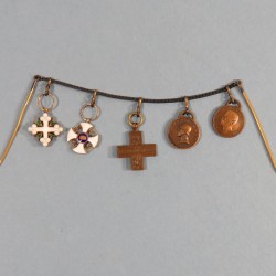 ITALIE CHAINE OU BARRETTE DE 5 REDUCTIONS ST MAURICE ET LAZARE COURONNE MERITE  GUERRE 14 18 ET UNITE ITALIENNE 1848 1918 °