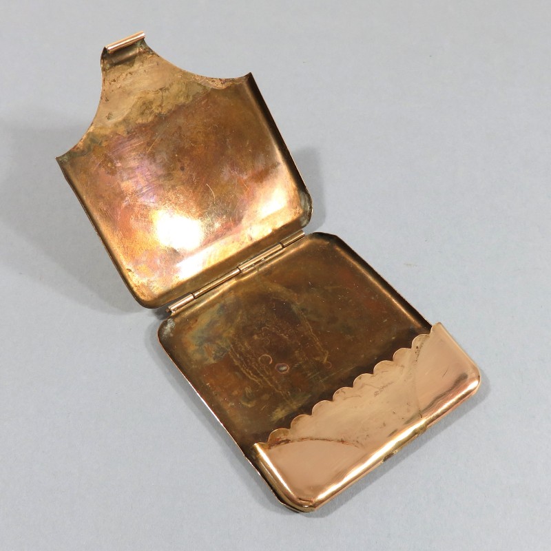 PORTE CIGARETTES SOUVENIR DE POILUS AVEC CENTRE DE BOUCLE DE CEINTURON ALLEMAND GOTT MIT UNS ARTISANAT DE TRANCHEES