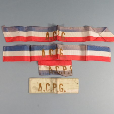 ENSEMBLE FFI BRASSARD DRAPEAU BANDE DE POITRINE DE BOURBON L'ARCHAMBAULT ALLIER ET BRASSARDS ANCIEN COMBATTANT