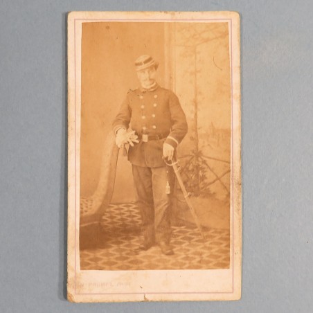 PHOTO CDV D'UN ADJUDANT GARDE MOBILE OU NATIONAL ALBI INFANTERIE SECOND EMPIRE FRANCS TIREURS 1870-1871