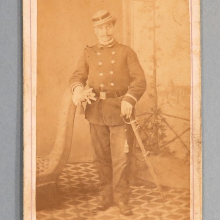 PHOTO CDV D'UN ADJUDANT GARDE MOBILE OU NATIONAL ALBI INFANTERIE SECOND EMPIRE FRANCS TIREURS 1870-1871