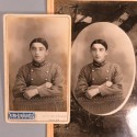 ENSEMBLE DE 2 PHOTOS D'UN SOLDAT DU 8 REGIMENT D'INFANTERIE COLONIALE FORMAT 16.5 X 11 cm ET CDV GUERRE 1914 1918