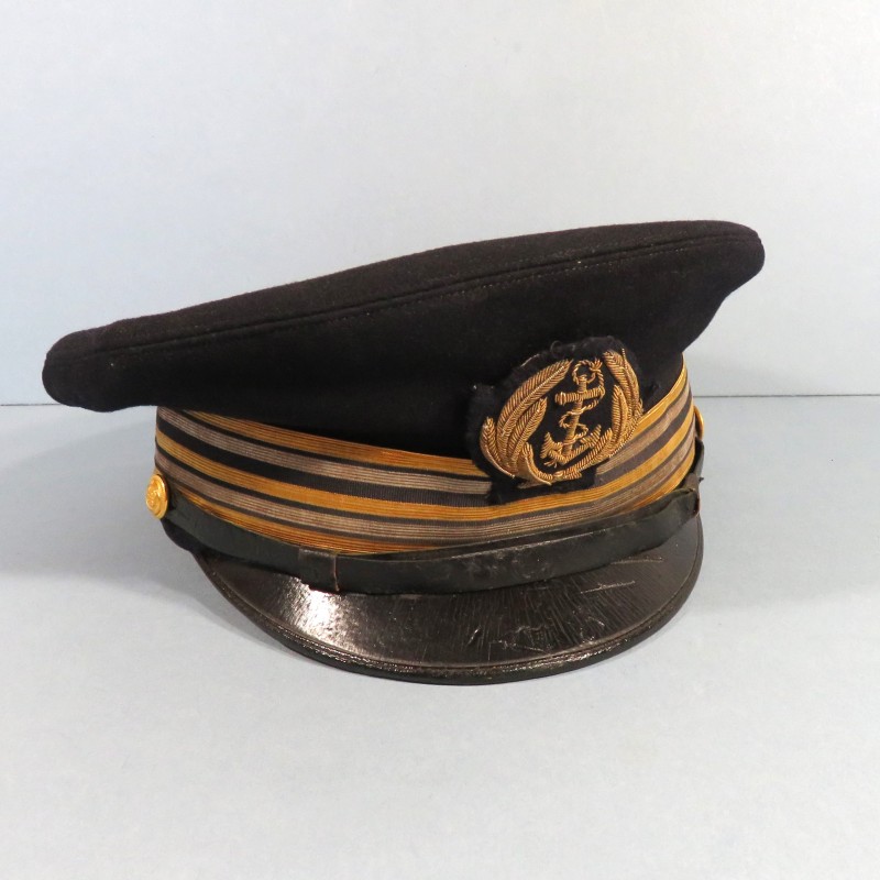 CASQUETTE MARINE NATIONALE DE CAPITAINE DE FREGATE ANNEES 1940 TAILLE 56 FABRICATION AMERICAINE A ST LOUIS