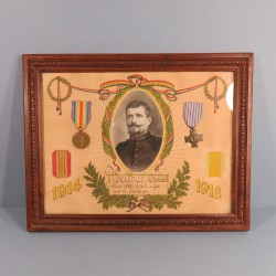 CADRE SOUVENIR D'UN SOLDAT D'UN REGIMENT D'ARTILLERIE LOURDE RAL ANCIEN DE LA GUERRE 1914 1918 MEDAILLE INTERALLIEE