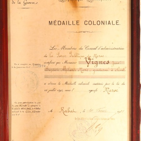 ENSEMBLE GENDARME ANNEES 1910 1920 DIPLOMES DES MEDAILLES COLONIALE OPERATIONS AU MAROC ET INTERALLIEE + PHOTOS