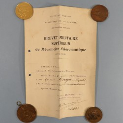 BREVET MILITAIRE SUPERIEUR DE MECANICIEN D'AERONAUTIQUE AVIATION AU CAPORAL DROGUE LEOPOLD DATE 1925