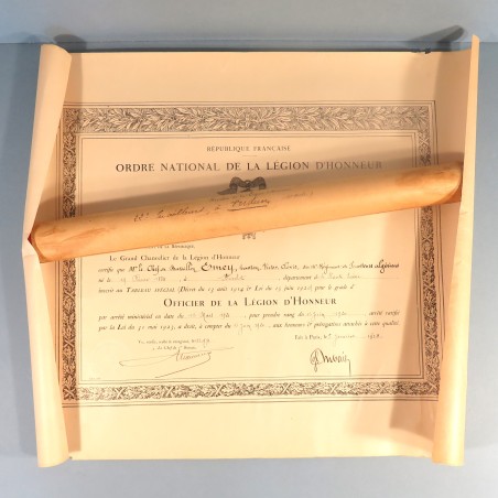 ENSEMBLE DE 6 DIPLOMES CITATIONS CHEF DE BATAILLON DU 22 ème RTA AU 161, 150, ET 519 èmeS REGIMENTS GUERRE 1914 1918 ANNEES 1920