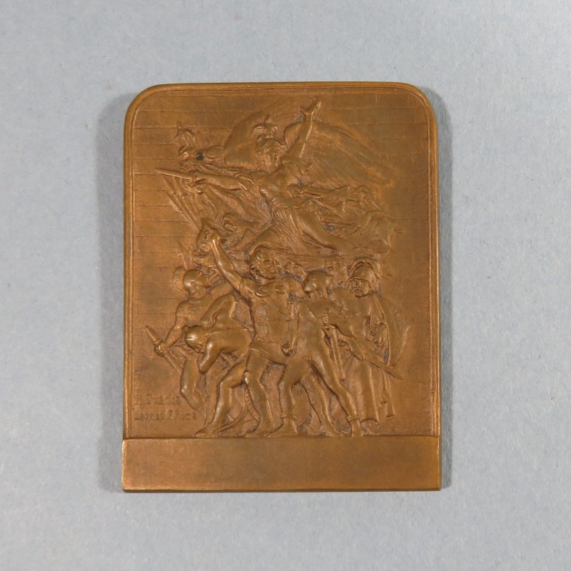 MEDAILLE DE TABLE PLAQUE UNION DES SOCIETES DE PREPARATION MILITAIRE DE FRANCE LA MARSEILLAISE PAR H. DUBOIS D'APRES F. RUDE