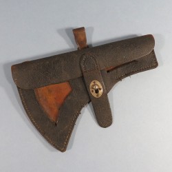 PORTE PETITE HACHE DE SAPEURS POMPIERS EN CUIR VERNIS NOIR VERS 1880 1900