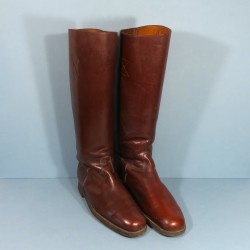 SUPERBES !! BOTTES D'OFFICIER DES SPAHIS OU MONTE CUIR ROUGE BORDEAUX CAVALERIE TAILLE 44 SECONDE GUERRE