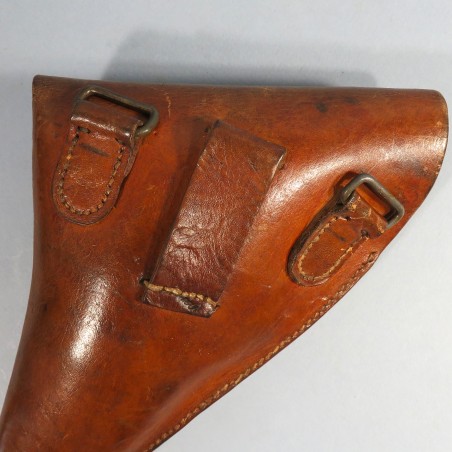 ETUI D'OFFICIER EN CUIR FAUVE MARRON MODELE 1917 SIMPLIFIE POUR REVOLVER ST ETIENNE MODELE 1892