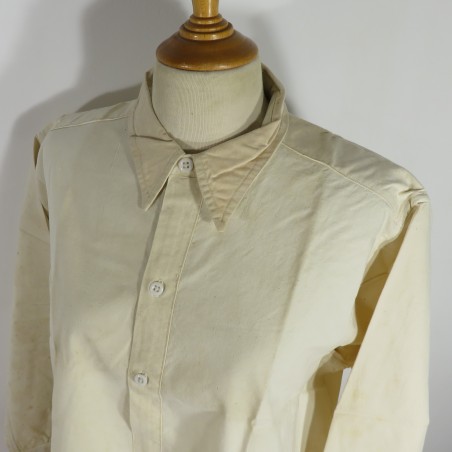 CHEMISE FRANCAISE SOUS OFFICIER MODELE ANNEES 1930 OU 1935 BLANCHE CAMPAGNE 1939 1940 QUASI NEUVE DE STOCK TAILLE 2