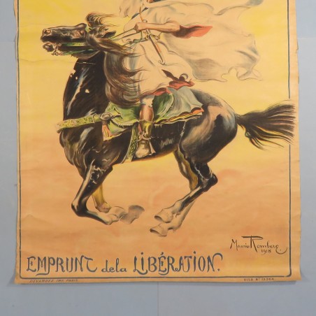 GRANDE AFFICHE GUERRE 1914 1918 COMPAGNIE ALGERIENNE EMPRUNT DE LA LIBERATION PAR MAURICE ROMBERGUE DATEE 1918