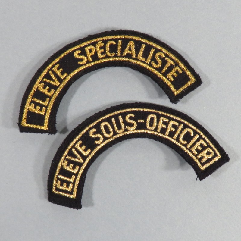 BANDE DE BRAS TITRE OU BANANE D'EPAULE ECOLE MILITAIRE ELEVE SOUS-OFFICIER ET ELEVE SPECIALISTE ENSEMBLE DE 2 BANDES