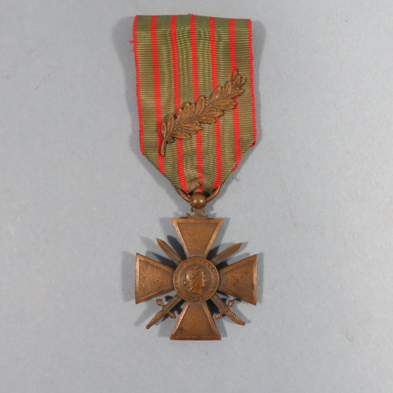 CROIX DE GUERRE 1914-1915 AVEC 1 PALME POUR CITATION A L'ORDRE DE L'ARMEE WW1 FRENCH WAR CROSS 1914 1918