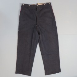 PANTALON TROUPE BLEU A SOUTACHES ROUGE POUR L'INFANTERIE COLONIALE 1900 OU 1931 OU SAPEURS POMPIERS DOUBLURE BLANCHE