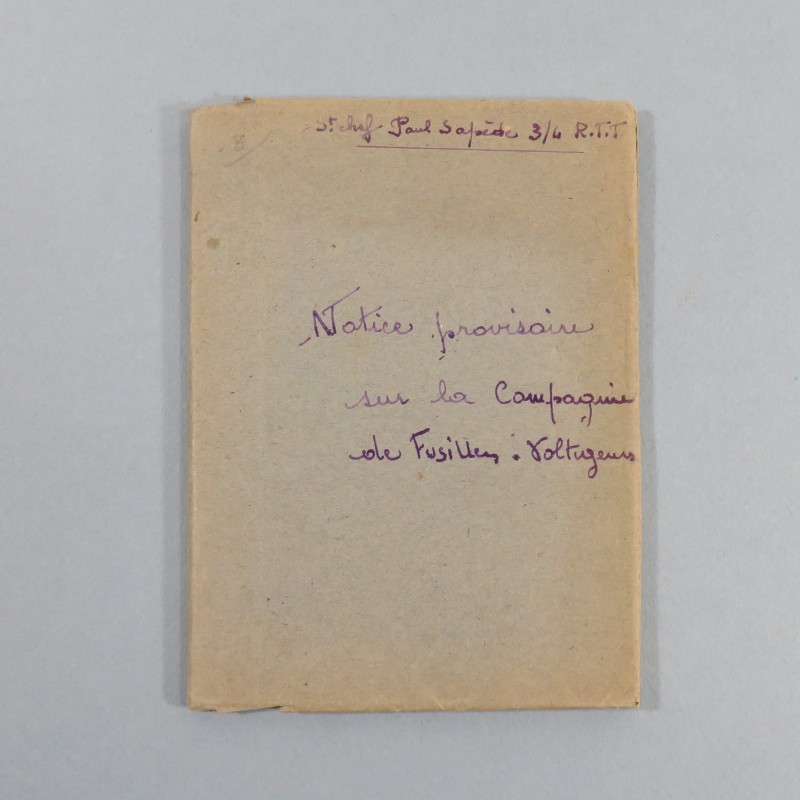 MANUEL D'INSTRUCTION NOTICE COMPAGNIE DE FUSILLERS VOLTIGEURS NOMINATIF AU 4 RTT TIRAILLEURS TUNISIENS 1946