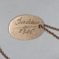 PLAQUE D'IDENTITE MILITAIRE TROUPE DUPOUY JEAN GEORGES CLASSE 1883 BORDEAUX 2345 GUERRE 1914-1918