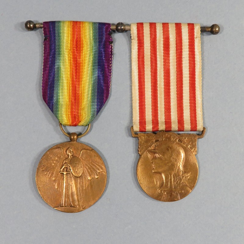 MEDAILLE INTERALLIEE DE LA VICTOIRE GRAVEUR PAUTOT-MATTEI ET DE LA GRANDE GUERRE 1914-1918 SURMOULAGE LOCAL AFN SYRIE