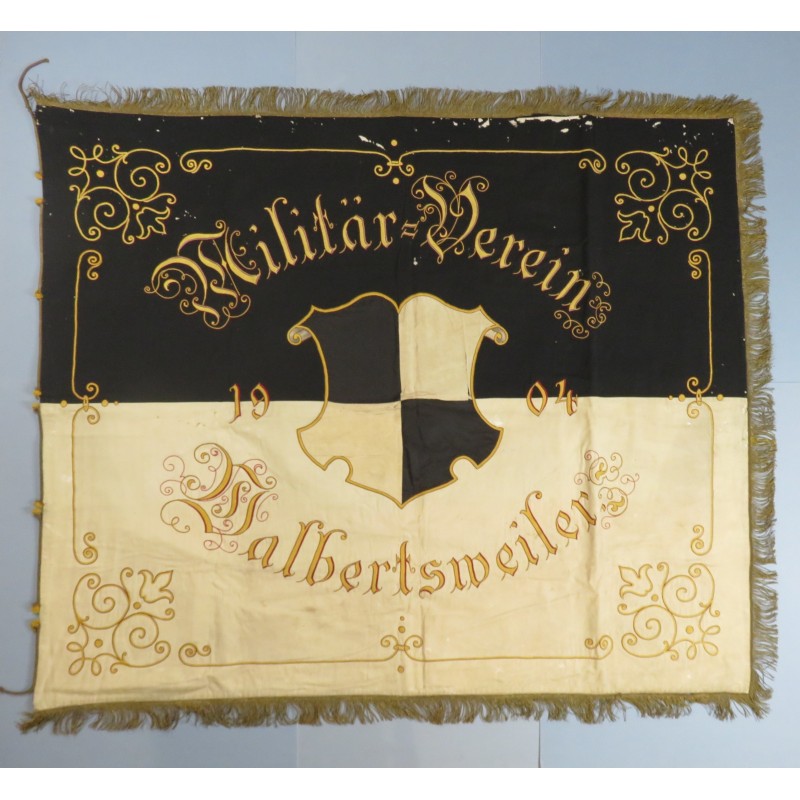 GRAND DRAPEAU ALLEMAND ASSOCIATION MILITAIRE D'ALBERTSWEILER 1904 MIT GOTT FUR KONIG UND WATERLAND GUERRE 1914-1918