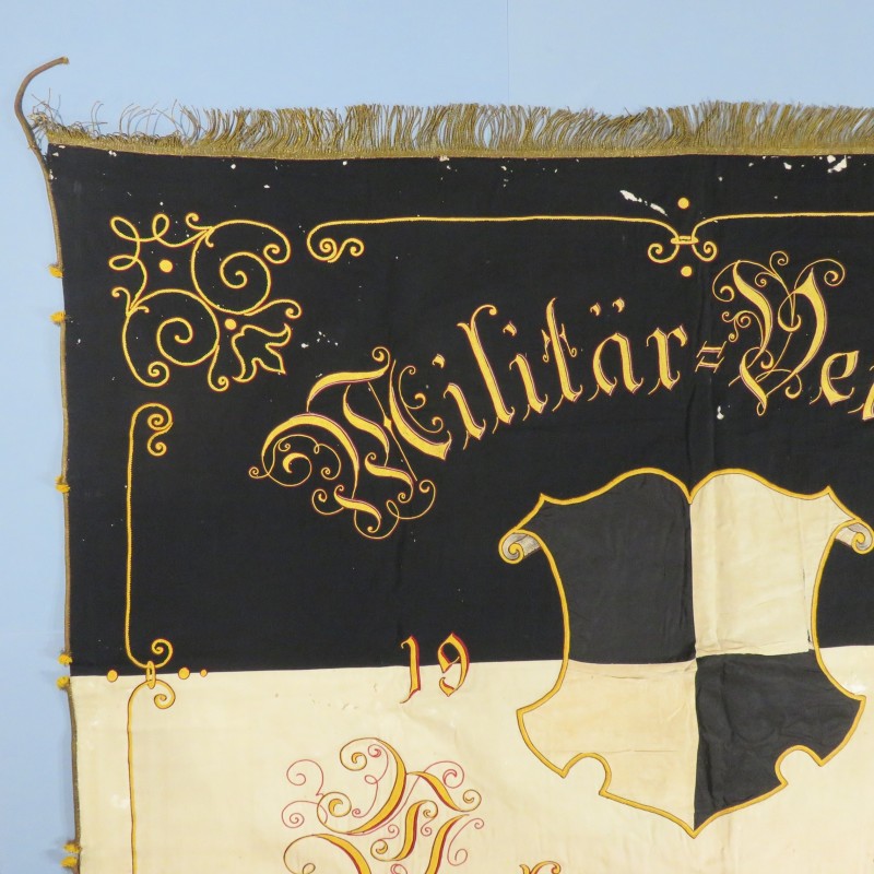 GRAND DRAPEAU ALLEMAND ASSOCIATION MILITAIRE D'ALBERTSWEILER 1904 MIT GOTT FUR KONIG UND WATERLAND GUERRE 1914-1918
