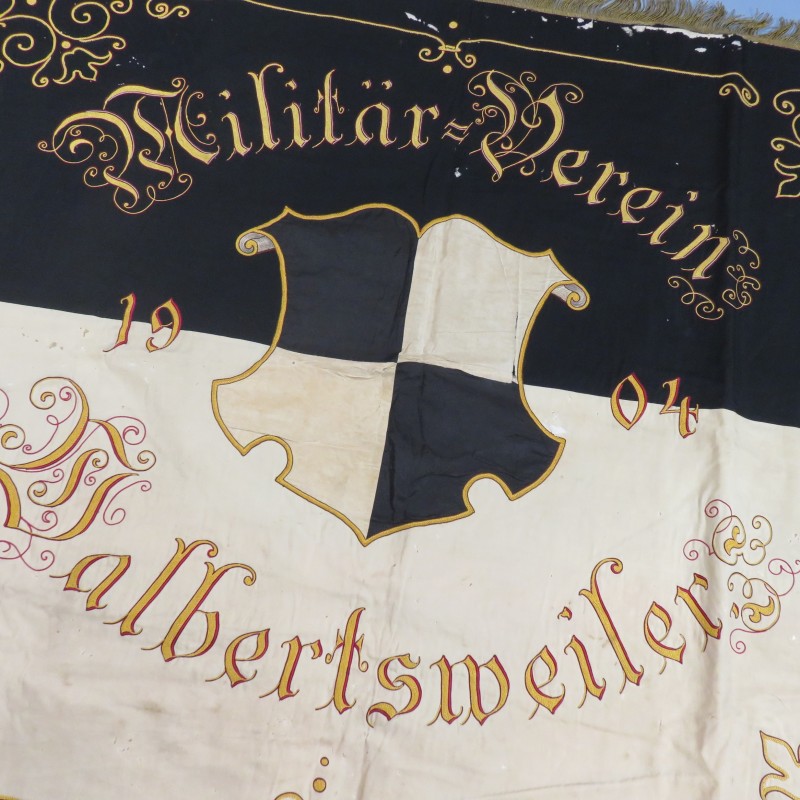 GRAND DRAPEAU ALLEMAND ASSOCIATION MILITAIRE D'ALBERTSWEILER 1904 MIT GOTT FUR KONIG UND WATERLAND GUERRE 1914-1918