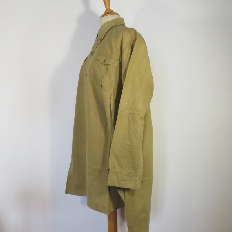 CHEMISE FRANCAISE TROUPE MODELE 1935 KAKI FANTASSIN CAMPAGNE 1939 1940 BELLE COULEUR KAKI