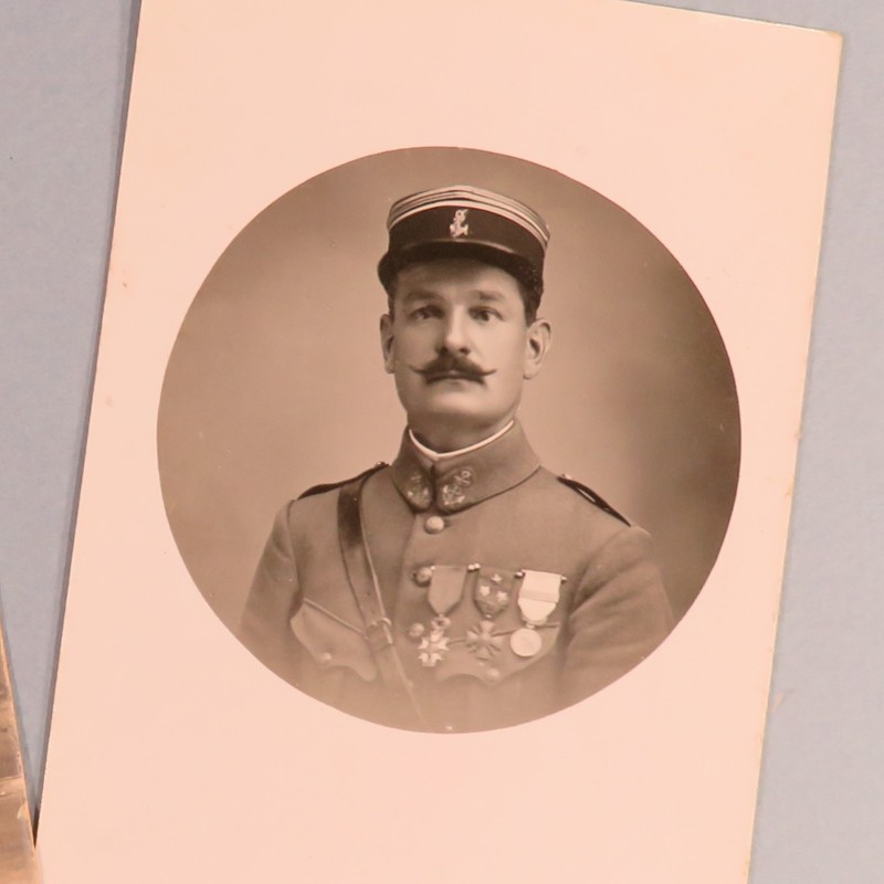 2 PHOTOS CPA CARTE POSTALE D'UN OFFICIER DU 8 ème BATAILLON COLONIAL D'INFANTERIE COLONIAL AU MAROC 1914 1918