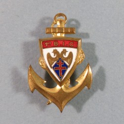 INSIGNE MILITAIRE 1 er BATAILLON D'INFANTERIE COLONIALE ARMEE DE LIBERATION FABRICATION 1944 1945 G.E. MARDINI PARIS