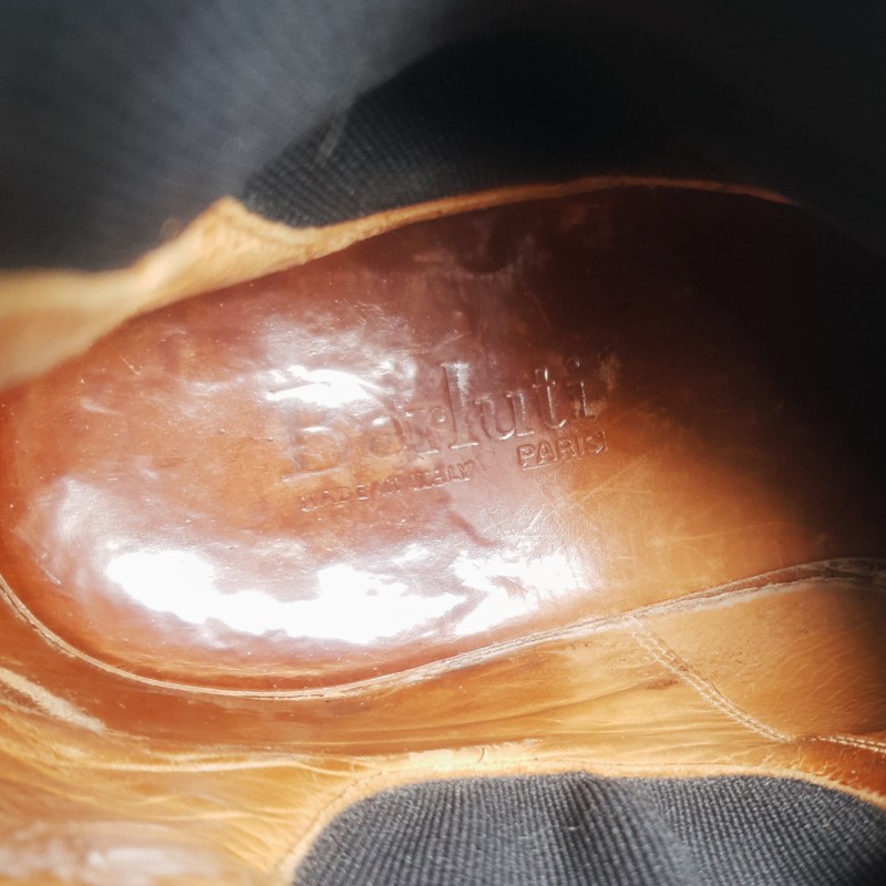 PAIRE DE CHAUSSURES OU BOTTINES REGLEMENTAIRE EN CUIR NOIR POUR OFFICIERS MODELE 1914 1931 TENUE 1931 FAB BERLUTI