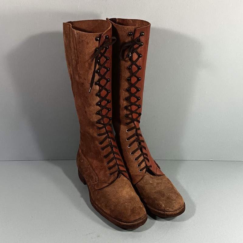 BRODEQUINS MONTANTS ERSATZ MODELE 1917 MODIFIES TAILLE 28/3 42 BELLE MODIFICATION DE GUERRE 1914 1918