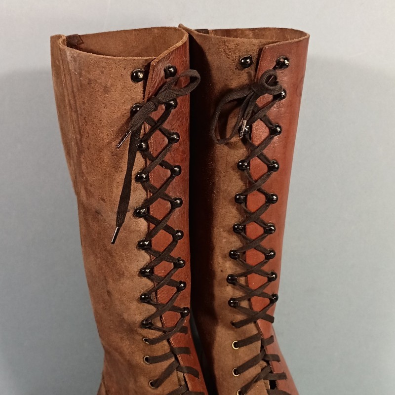 BRODEQUINS MONTANTS ERSATZ MODELE 1917 MODIFIES TAILLE 28/3 42 BELLE MODIFICATION DE GUERRE 1914 1918