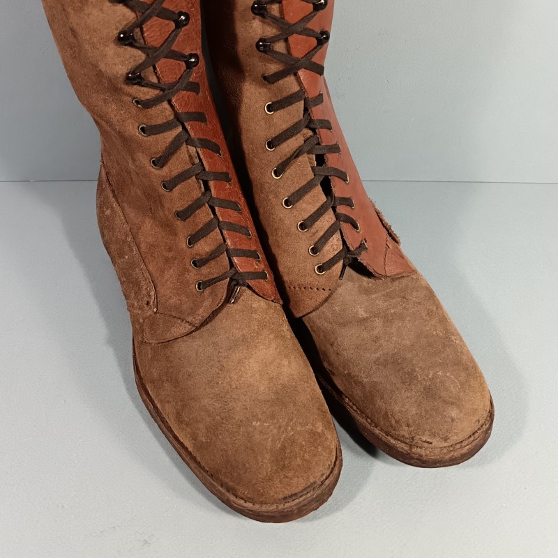 BRODEQUINS MONTANTS ERSATZ MODELE 1917 MODIFIES TAILLE 28/3 42 BELLE MODIFICATION DE GUERRE 1914 1918
