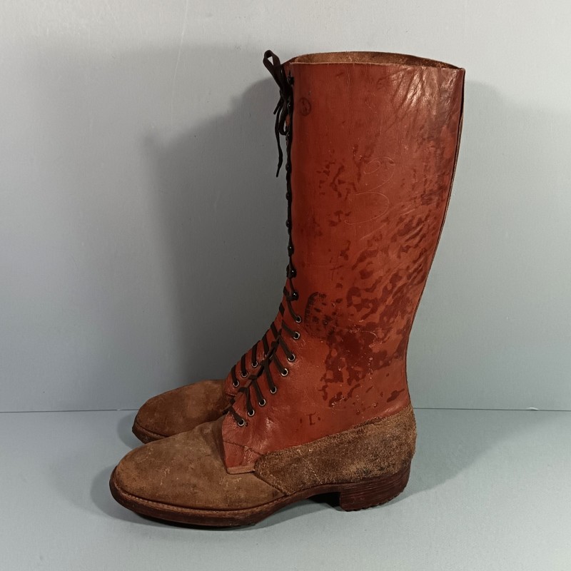 BRODEQUINS MONTANTS ERSATZ MODELE 1917 MODIFIES TAILLE 28/3 42 BELLE MODIFICATION DE GUERRE 1914 1918