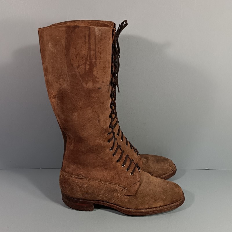 BRODEQUINS MONTANTS ERSATZ MODELE 1917 MODIFIES TAILLE 28/3 42 BELLE MODIFICATION DE GUERRE 1914 1918