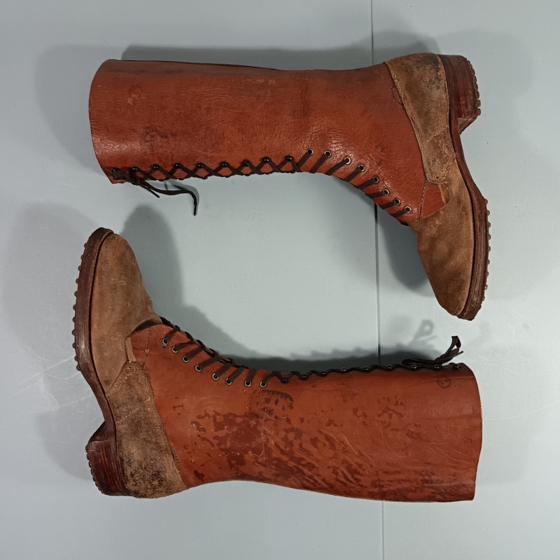 BRODEQUINS MONTANTS ERSATZ MODELE 1917 MODIFIES TAILLE 28/3 42 BELLE MODIFICATION DE GUERRE 1914 1918