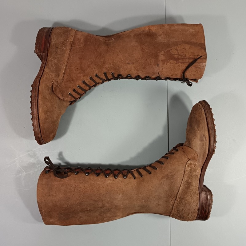 BRODEQUINS MONTANTS ERSATZ MODELE 1917 MODIFIES TAILLE 28/3 42 BELLE MODIFICATION DE GUERRE 1914 1918