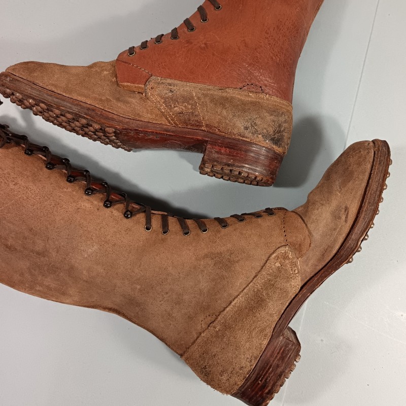 BRODEQUINS MONTANTS ERSATZ MODELE 1917 MODIFIES TAILLE 28/3 42 BELLE MODIFICATION DE GUERRE 1914 1918