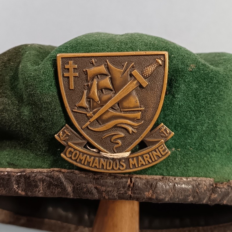 BERET VERT DES COMMANDOS MARINE COY INSIGNE PRECOCE ARTHUS BERTRAND PARIS ANNEAUX HORIZONTAUX TAILLE 56/57