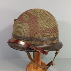 CASQUE FRANCAIS MODELE 1951 AVEC CAMOUFLAGE ET PANSEMENT ETAT NEUF DE STOCK LOURD M.A.MOU 1953 ET LINER THIBAULT 1952
