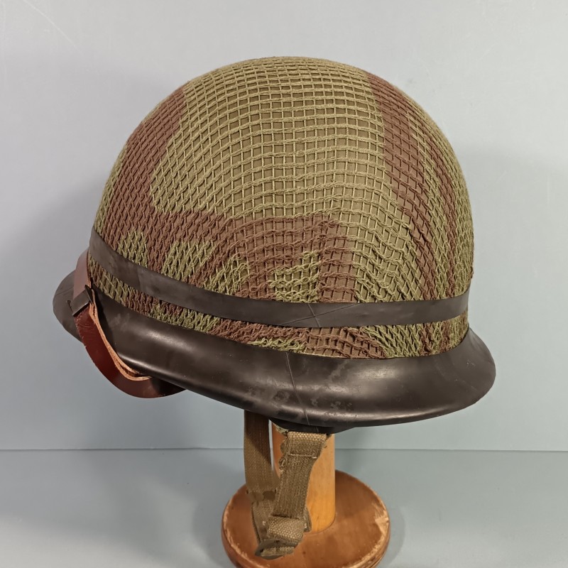 CASQUE FRANCAIS MODELE 1951 AVEC CAMOUFLAGE ET PANSEMENT ETAT NEUF DE STOCK LOURD M.A.MOU 1953 ET LINER THIBAULT 1952