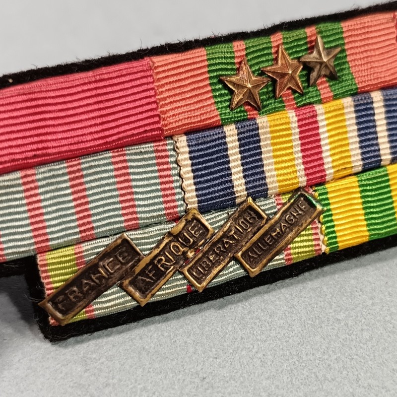 BARRETTE DE RAPPEL D'UN PLACARD DE 8 MEDAILLES D'UN ANCIEN OFFICIER DE LA GUERRE 1939 1945 L'ARMEE DE LIBERATION